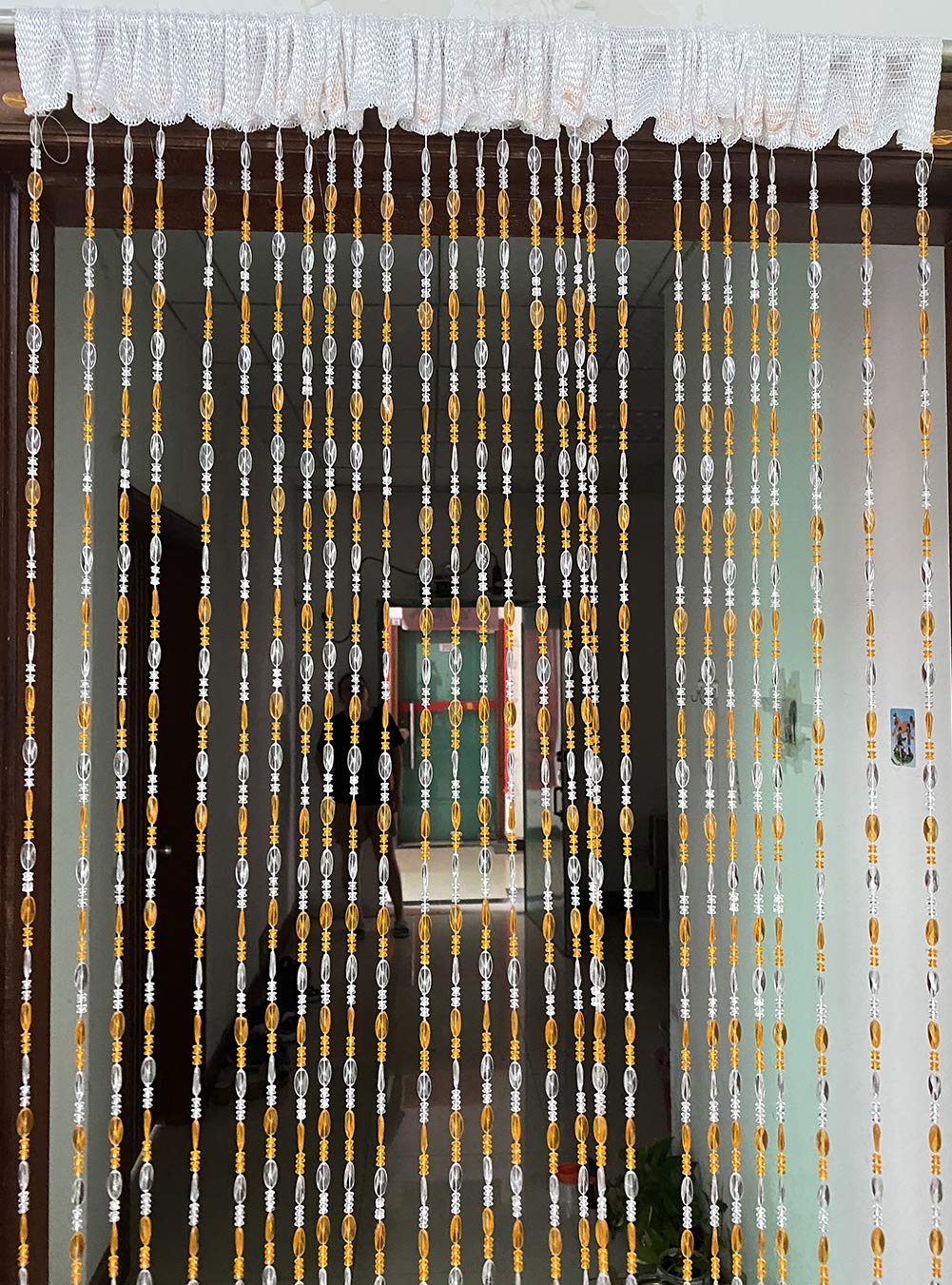 ZiDeTang Acrylic Beaded Door Curtain Décor Tassel Room Divider Curtain for Doorway (Orange, 100cm by 195cm)