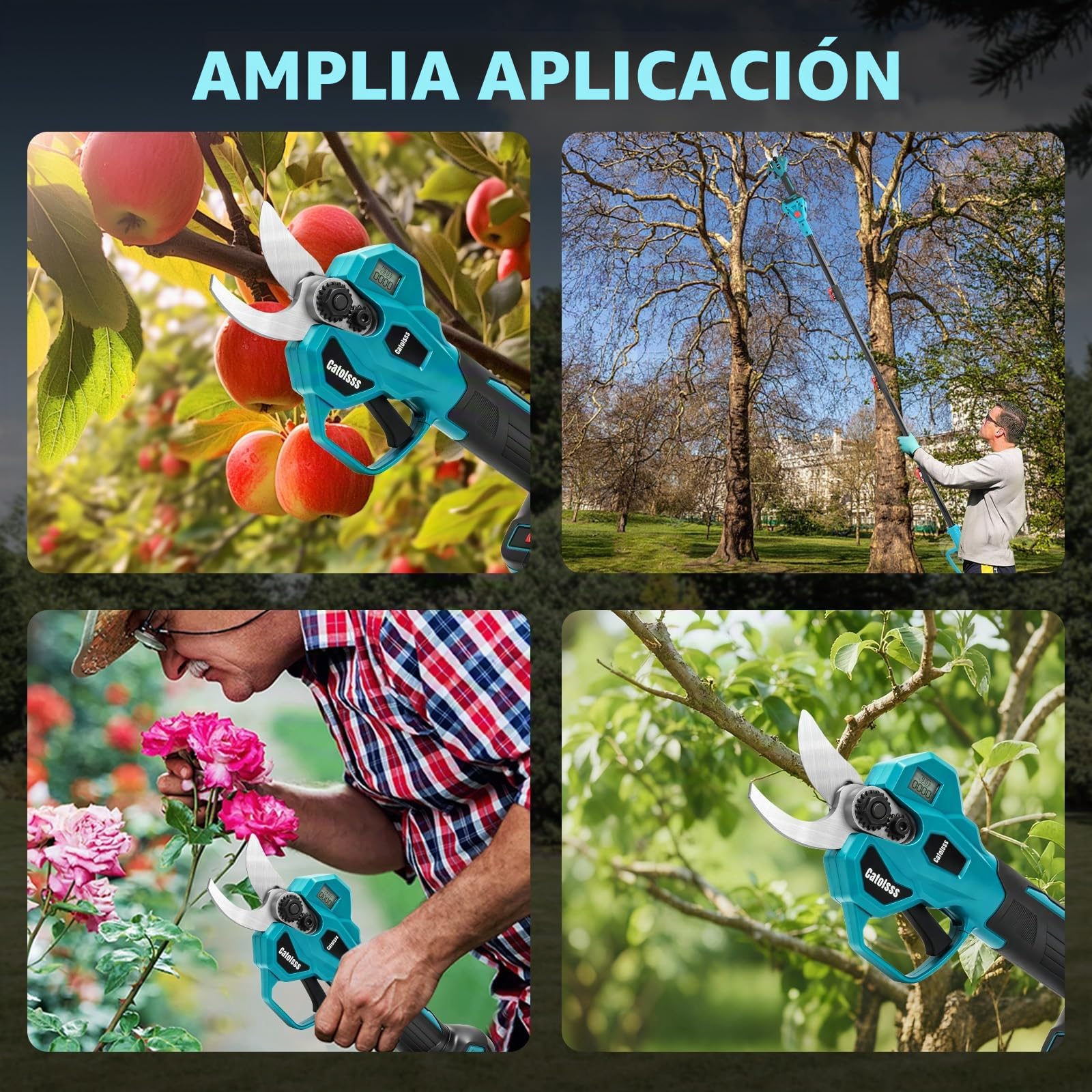 2 EN 1 Tijeras de Podar Eléctricas Telescópicas para Makita 18V(Sin Batería | Roadtime Podadora con Barra Extensible hasta 4,2 m, Cabezal Giratorio 180°, Corte 45 mm, Herramienta de Árboles y Jardín