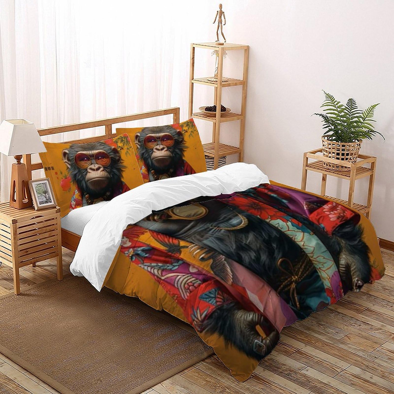 Housse de couette lit 260x220 anti-plis imprimé 3D Animaux garçon