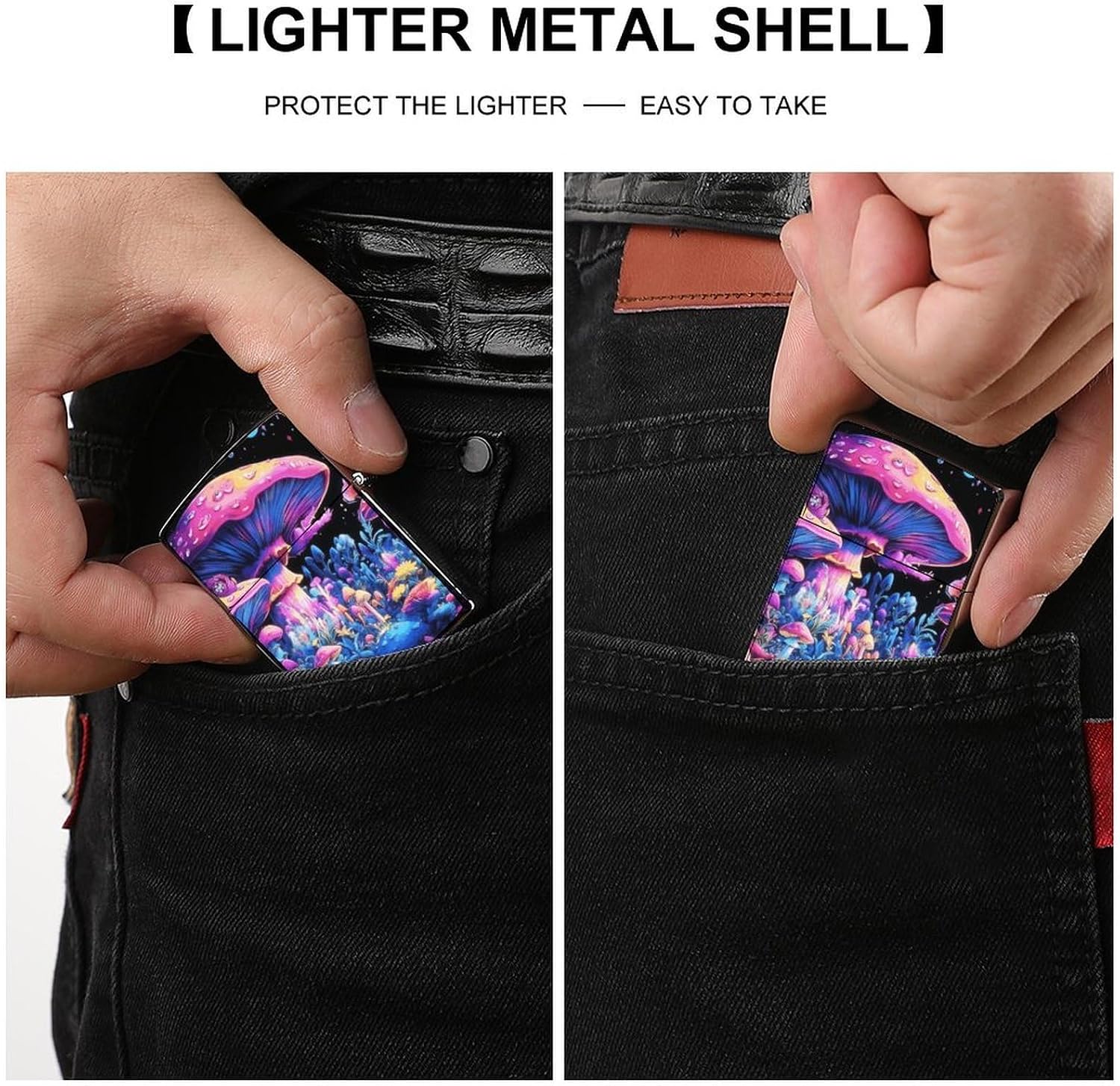 Mushroom Fantasy Forest Metal Lighter Cover Case Pouch Holder image 3