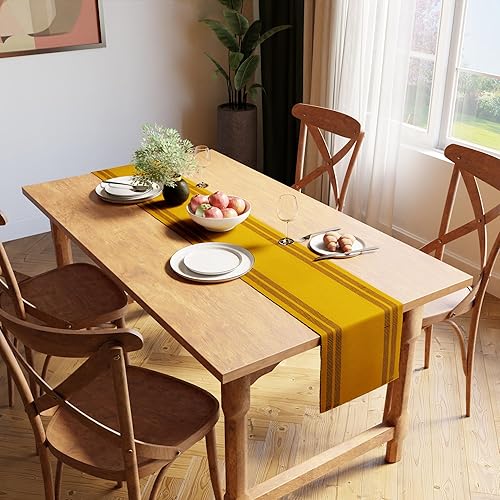 Vista 71 de Encasa XO Camino de mesa de comedor de 13 x 98 pulgadas Algodón acanalado fino teñido con hilo Rojo sólido para mesa de comedor, decoración