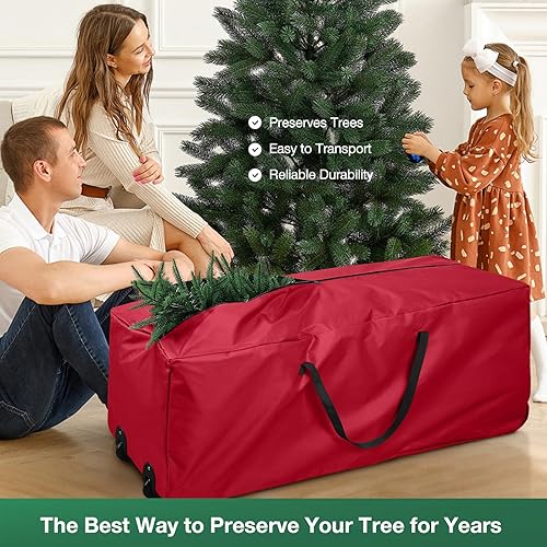 Miniatura 4 de Bolsa de almacenamiento con ruedas para árbol de Navidad, almacenamiento para bolsa de almacenamiento para árbol de Navidad de 7.5 pies, asas