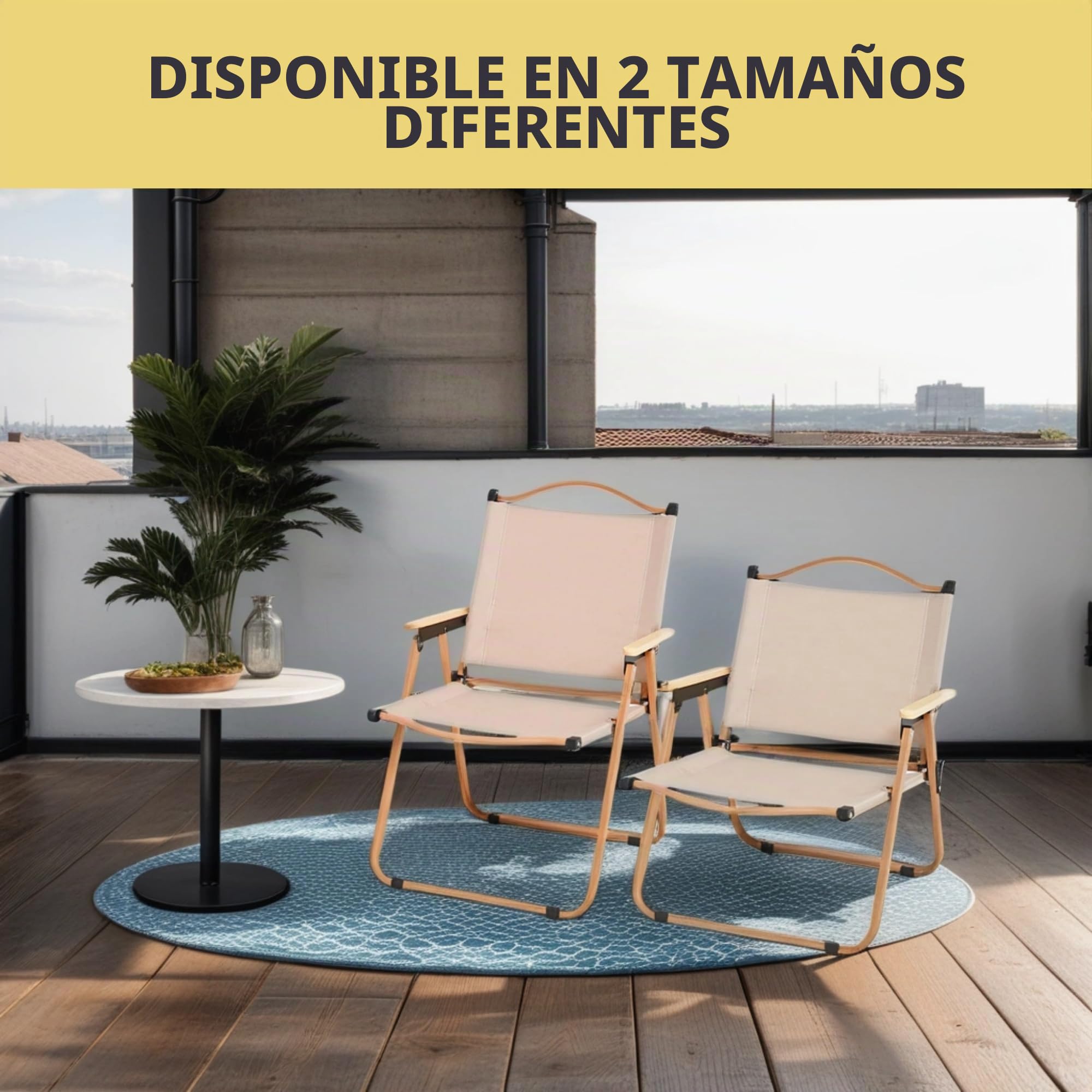 MAGIC SELECT 2 Ud Silla Camping Plegable Aluminio | Silla Picnic Metálica, Para Playa, Glamping, Jardín, Barbacoa, Para Viajes, Excursión, Río, Cualquier Terreno, 75x45x47cm