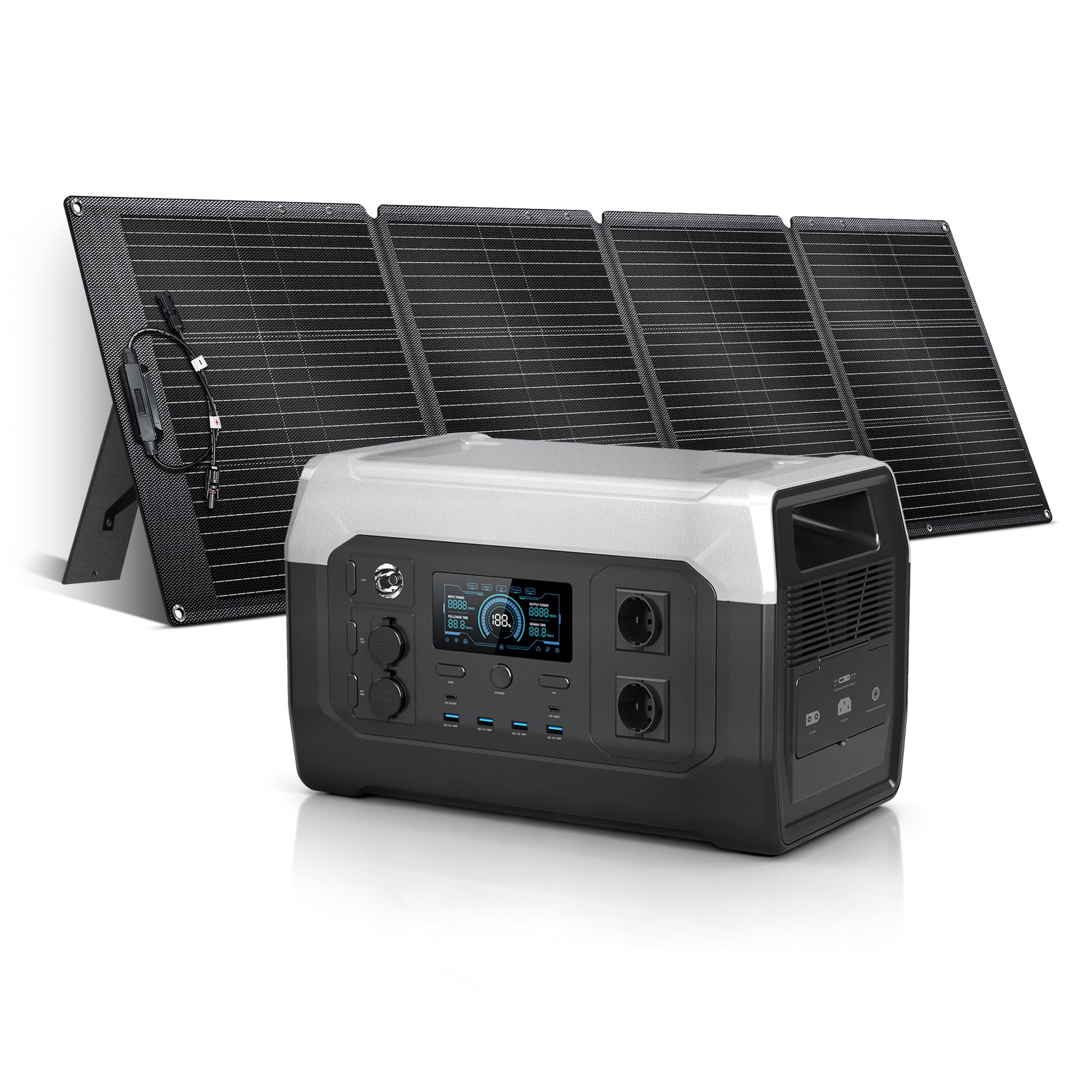 CTOLITY XP1000 Power Station portatile con pannello solare da 200 W, generatore solare da 1024 Wh con uscita da 1800 W, batteria LiFePO4, ricarica rapida per campeggio, camper, fuoristrada, casa