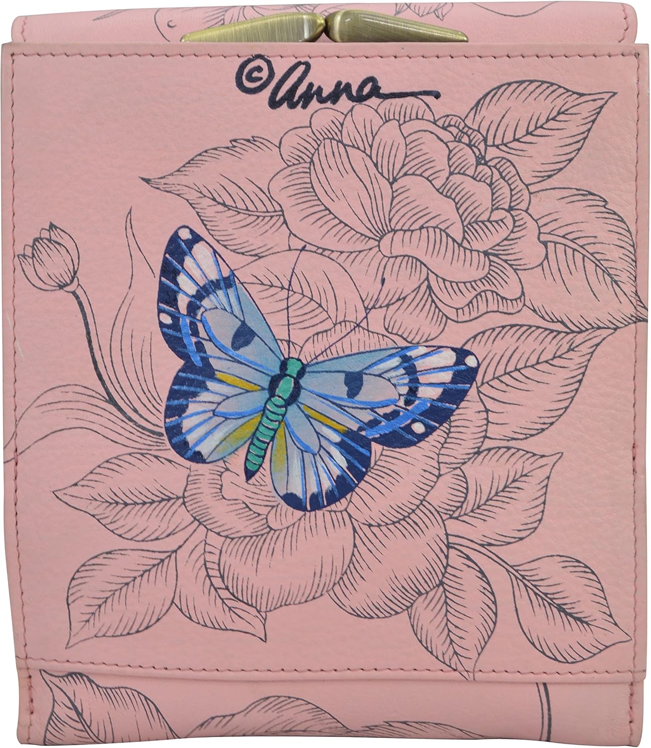 Anna by Anuschka Women’s Hand-Painted Genuine Leather Flap Organizer - Butterfly Garden