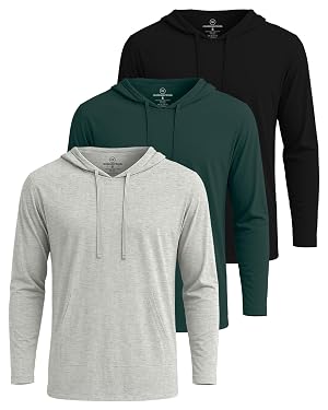 Real Essentials 3 Pack Mens Cotton Lightweight Casual Pullover Drawstring Hoodie With Pocket Available In Big Tall
