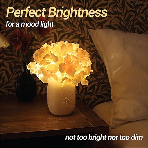 Miniatura 2 de Mongceil Hortensia LED luces de estado de ánimo, lámpara de noche de metal flor decoración interior iluminación dormitorio lámpara de mesa (rosa)