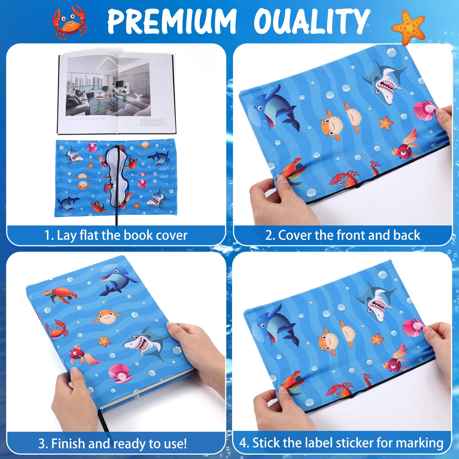 Produktbild von Gilprop Jumbo-Buchumschläge 6er Set - Dehnbar Für Bücher Bis 22,9x27,9 Cm