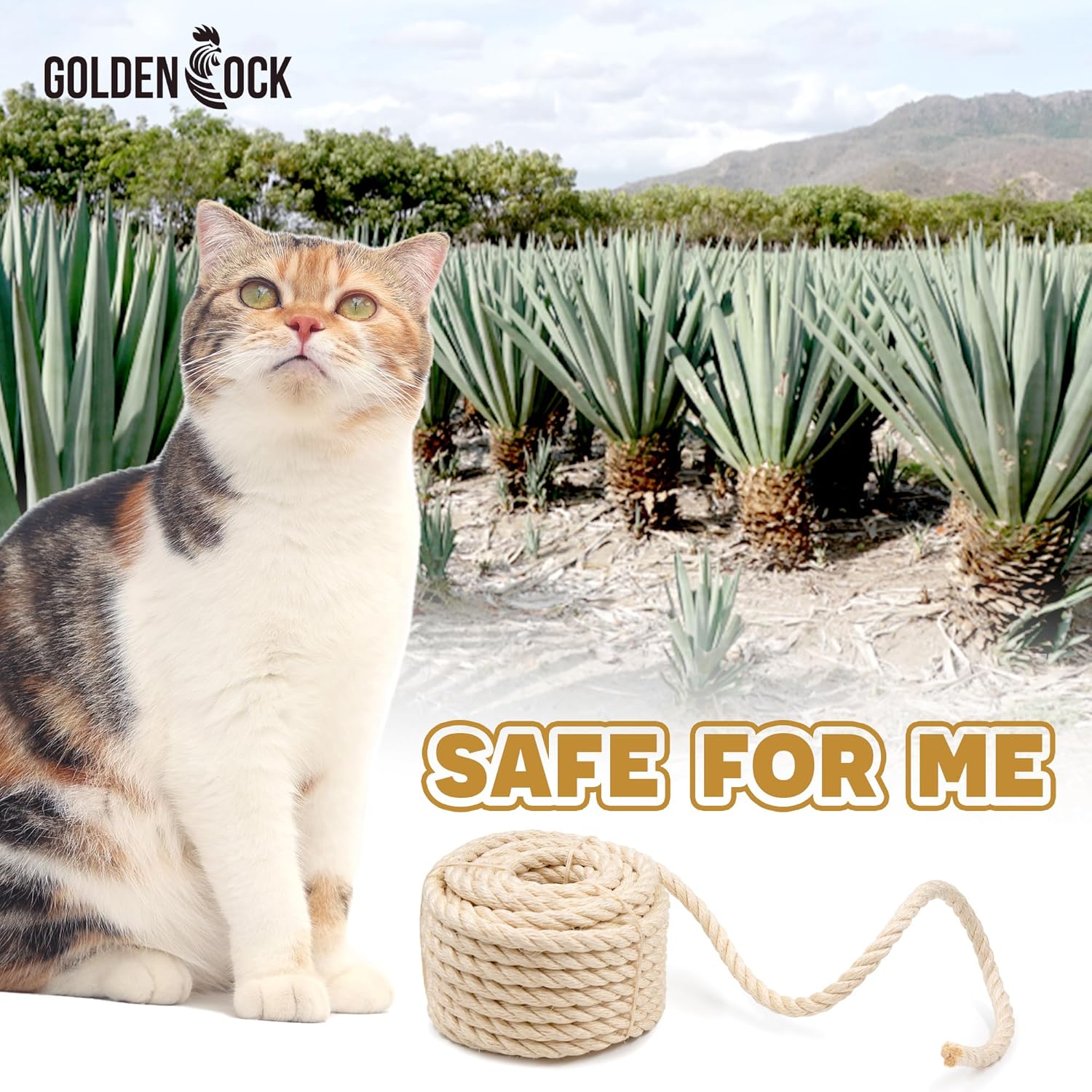 Natural Sisal Rope Perfect for Cat Scratching Posts, Pet Toys, Furniture Protection, and Home Décor (1/2 in (12mm) x 50 ft)