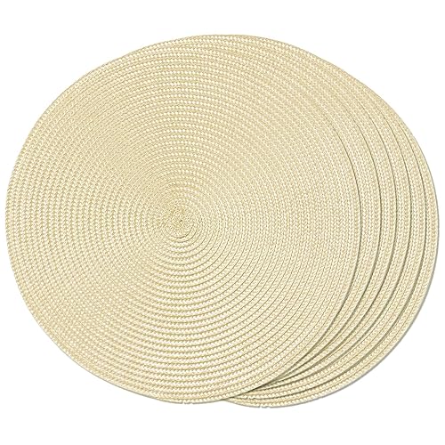FunWheat Round Braided Placemats Set of 6 Table Mats for