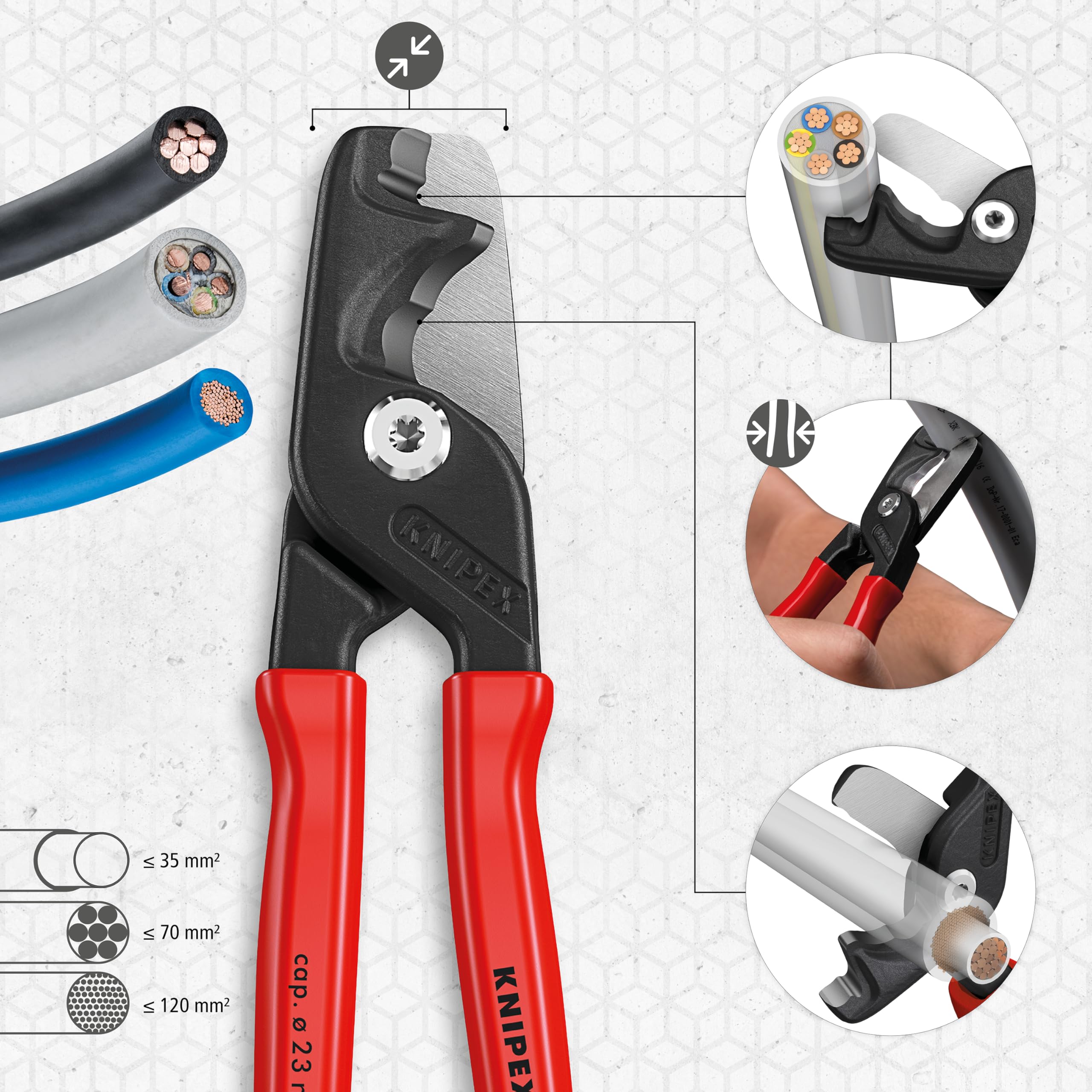 Knipex StepCut XL Coupe-câbles avec coupe par étapes gainées, 95 11 225