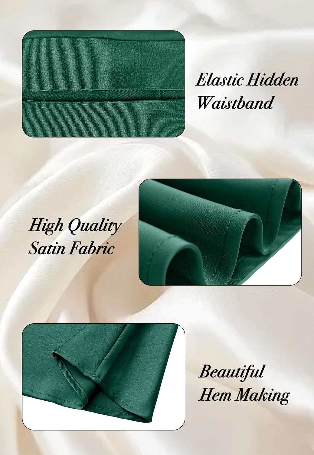 ALCEA ROSEA Womens Satin High Waisted Silk A-line Wedding Elegant Elastic Midi Maxi Skirt - Image 5