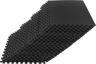 EVA Foam Mat Tiles 24-Pack - 96 SQ FT of Interlocking Padding for Garage, Playroom, or Gym Flooring - Exercise Mat or Baby Playmat by Stalwart (Black)