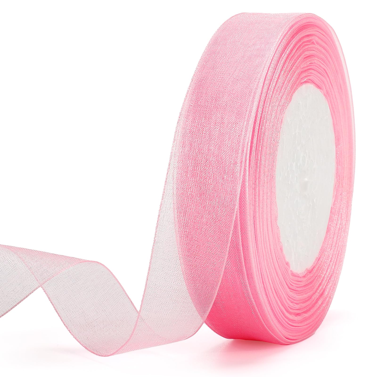 jijAcraft Transparent Organzaband: Chiffonband für Geschenk 45m Schmal Tüllband für Schleife Transparent Geschenkband für Blumen Basteln, Weihnachtsbaum