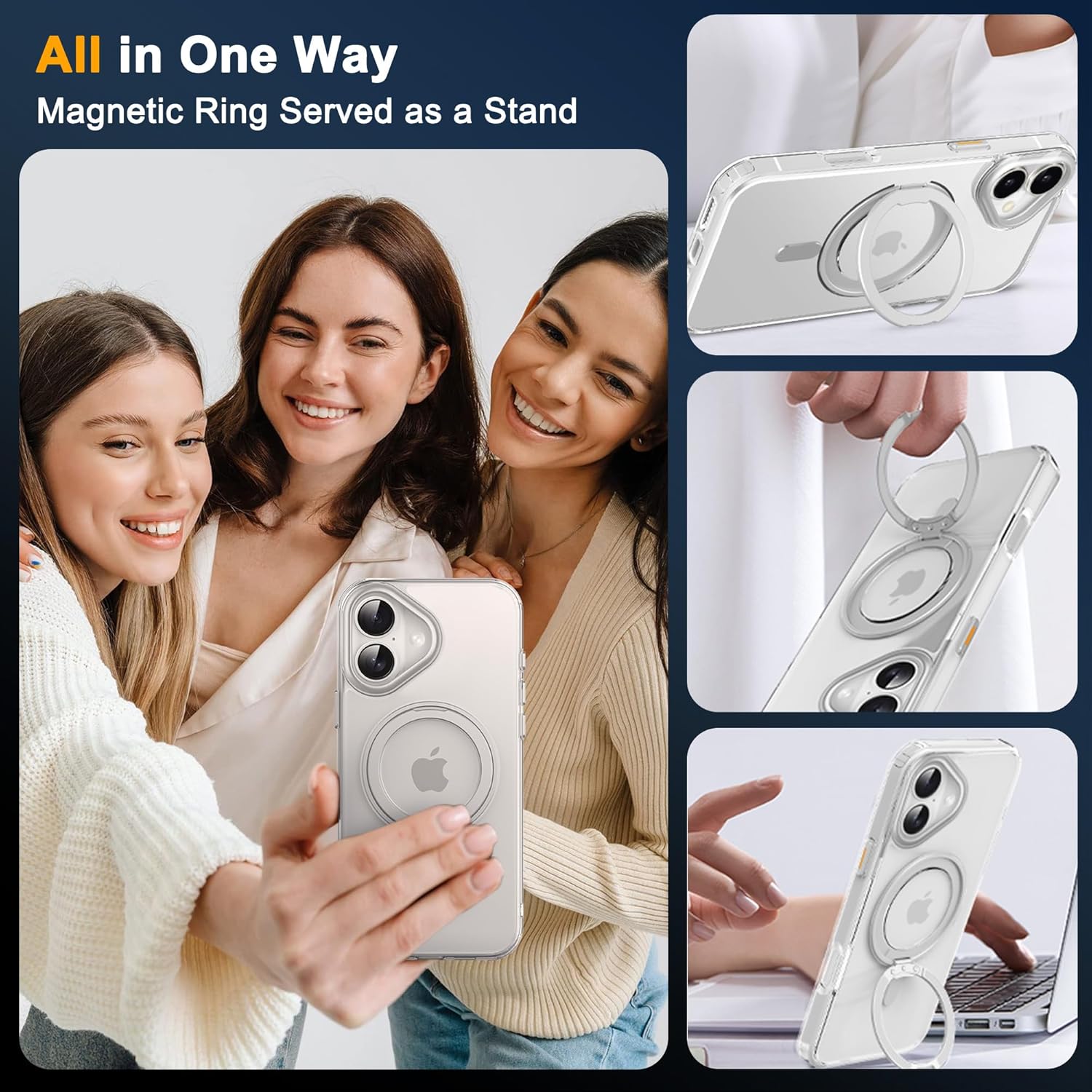 Designed For iPhone 16 Plus Case with Magnetic Invisible Stand [Military Drop Protection] [Compatible with MagSafe] [Great Grip Feeling] Shockproof Slim Waterproof Heavy Duty Clear Case 6.7 ",Clear - Image 7