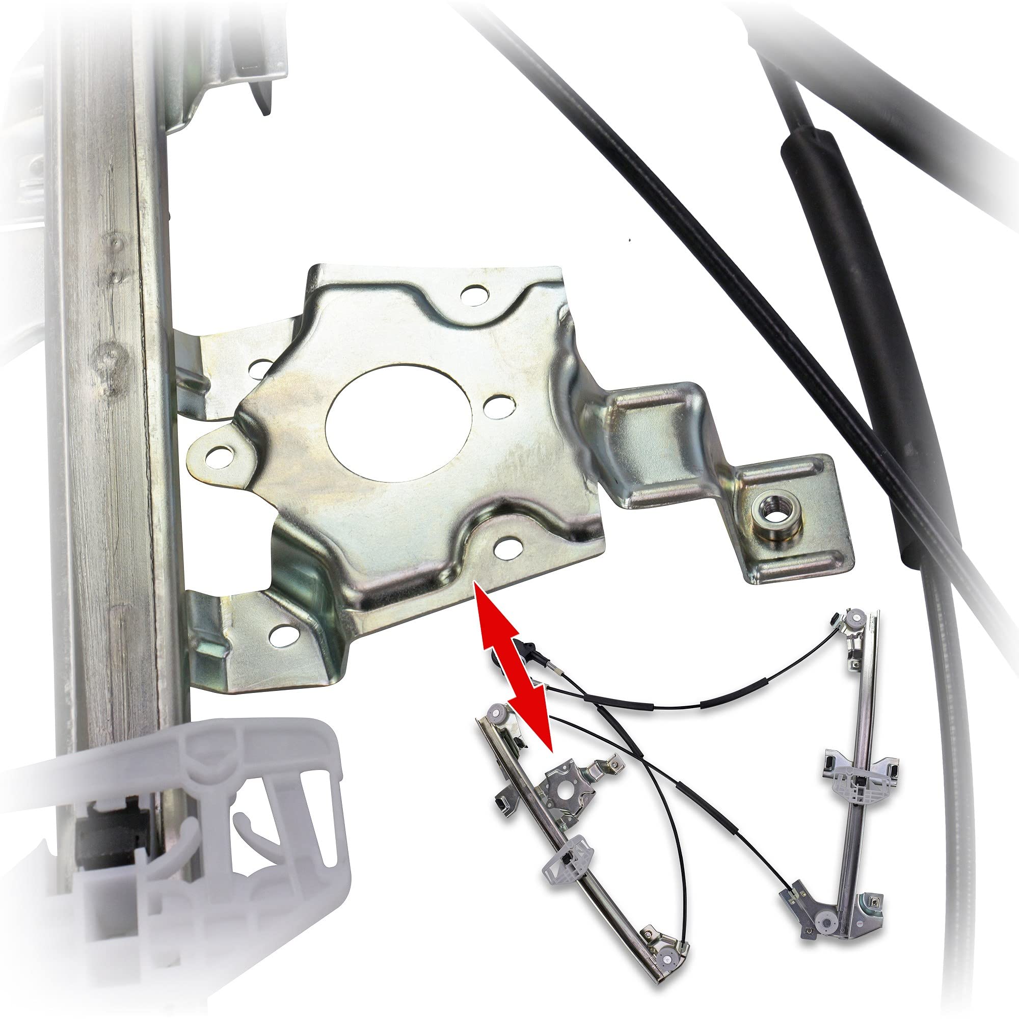 BESTPRICE 1x Elevalunas eléctrico delantero izquierdo sin motor eléctrico Compatible con CITROËN BERLINGO (MF_, GJK_, GFK_, M_), PEUGEOT PARTNER (5_, G_), PARTNER furgoneta/salón grande (5_, G_)