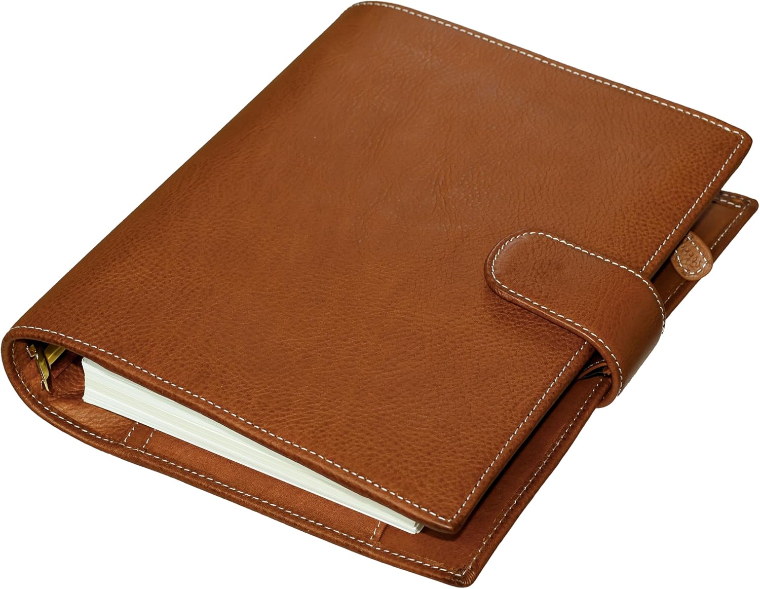 A5 Organizer Minerva Box Genuine Leather Journal Notebook,Stalogy Rings Planner Pocket Size Notebook with 25MM Binder Mini Agenda Diary (Cognac Brown)