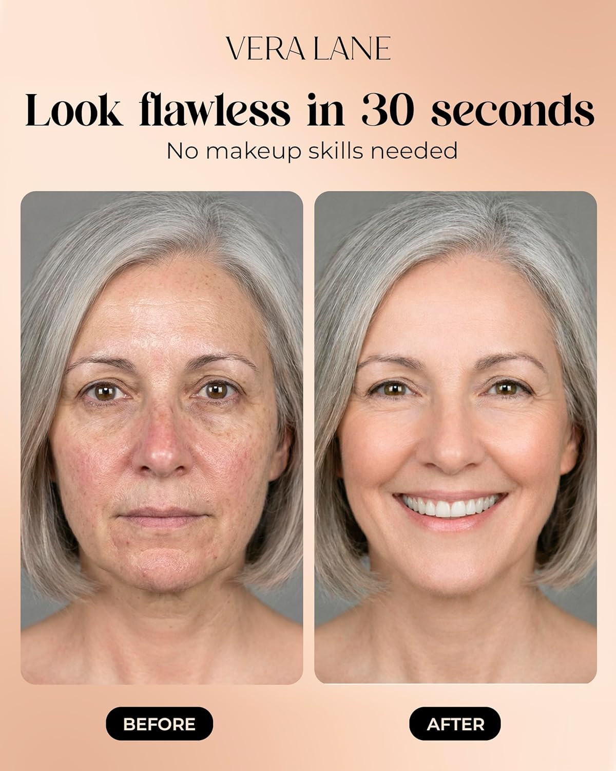 Color Changing Foundation for Mature Skin - Self Adjusting Makeup That Matches Your Tone | Natural, Lightweight, Color Correcting Formula by Vera Lane
