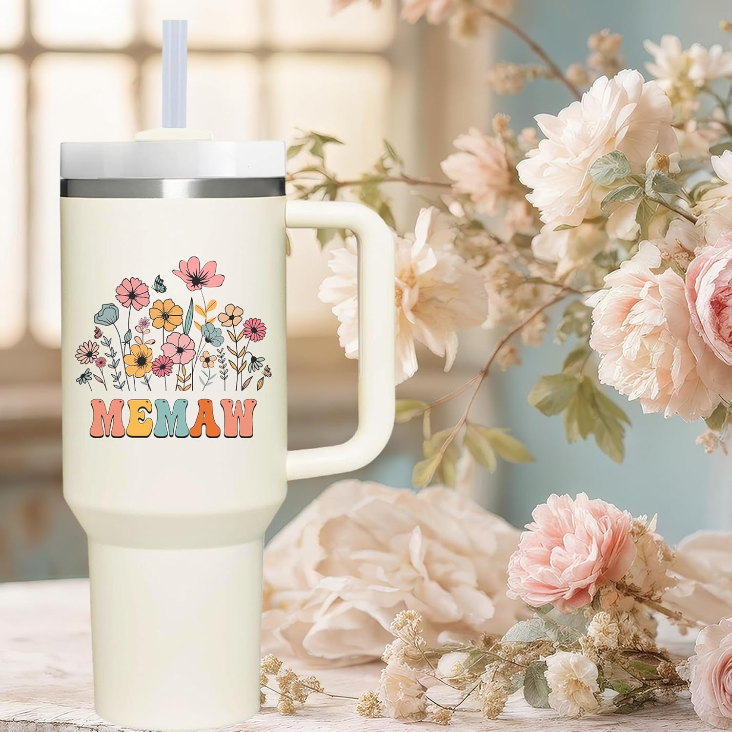 AMZUShome 40 oz Tumbler with Handle for Memaw.Mothers Day Tumbler Gifts for Memaw.Birthday Anniversary Christmas Memaw Gift.Memaw Cup Memaw Tumblers from Grandchildren. - Image 5