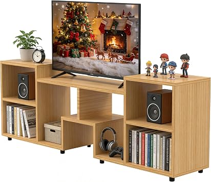 Lightdot 60 Inch TV Stand for 65 Inch TVs, Modern Entertainment Center with Open Storage Shelf, Large Capacity Media TV Table Sofa Cabinet, TV Console for Living Room Bedroom,Easy Assembly, Walnut