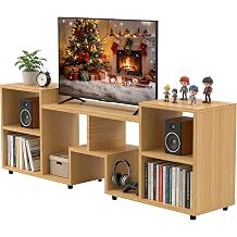 Lightdot 60 Inch TV Stand for 65 Inch TVs, Modern Entertainment Center with Open Storage Shelf, Large Capacity Media TV Table Sofa Cabinet, TV Console for Living Room Bedroom,Easy Assembly, Walnut