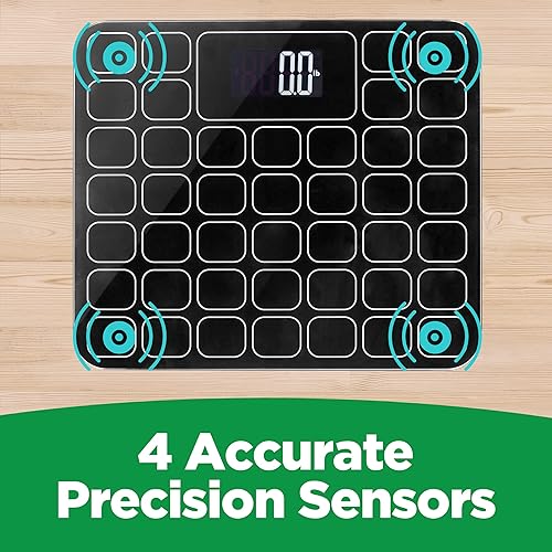 Miniatura 6 de Poplar Home Products Báscula digital de baño para un peso corporal preciso, báscula negra ultrafina, diseño de paso automático, 4 sensores de peso