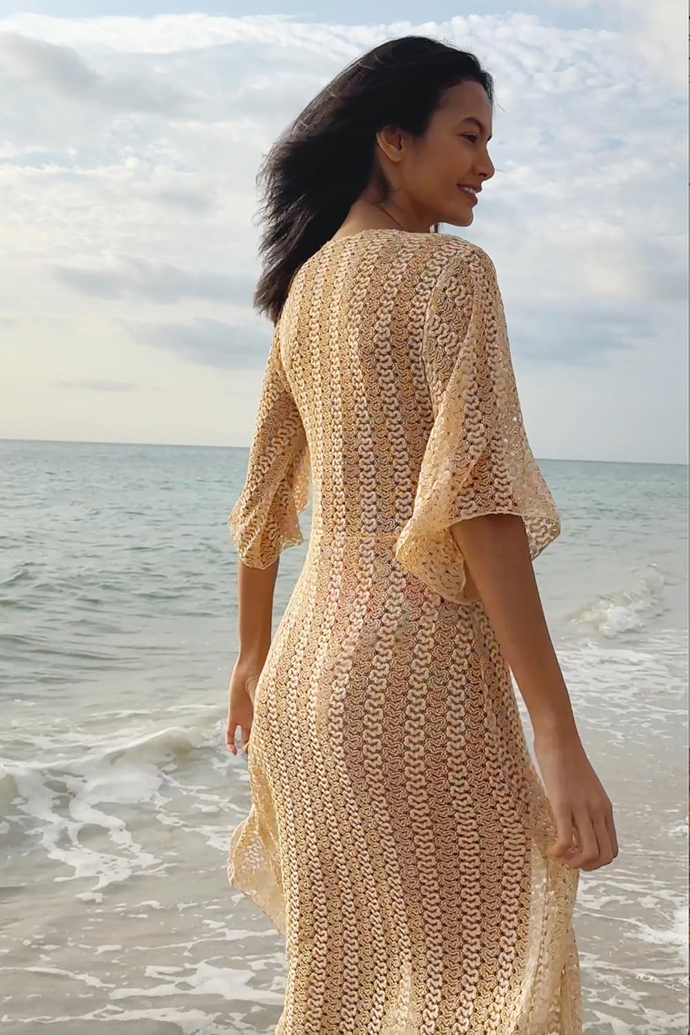 BECCA Women's Golden Mesh Tunic, Casual, Pull On, Sheer, Beach Cover Ups - Image 8