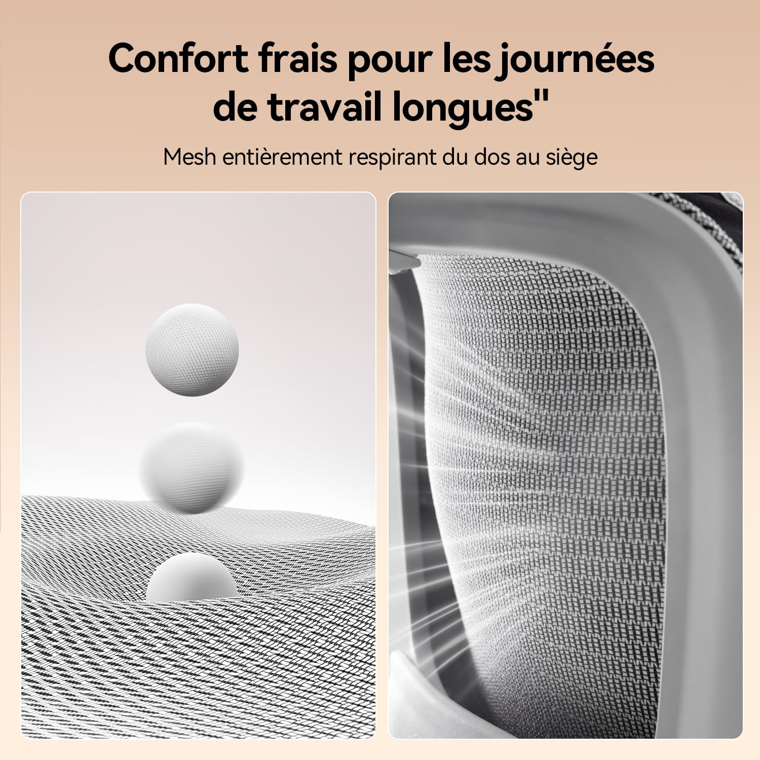 SIHOO B100 Chaise de Bureau Ergonomique Maille Respirante Support Lombaire Inclinaison 90-135° Gris Blanc