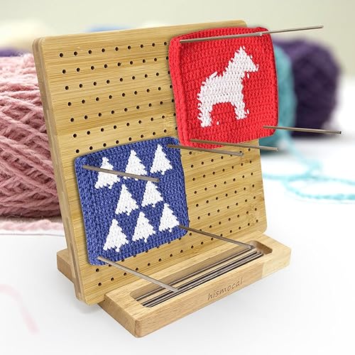 Miniatura 3 de Tabla de bloqueo cuadrada de bambú de 9.25 pulgadas, regalo de Navidad, alfombrilla superior para ganchillo con 15 pines, regalos de ganchillo para