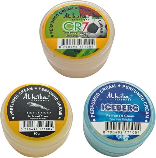 Alhiba Perfumed Cream | CR7, JAGUAR &amp; ICEBERG (10gm) Pack of 3 Fragrances for Unisex