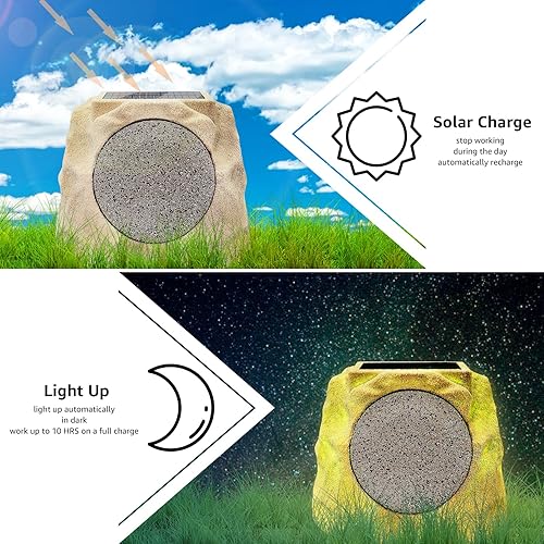 Miniatura 2 de Altavoces para exteriores impermeables para todas las estaciones y funcionan con energía solar con batería recargable, altavoces Rock inalámbricos