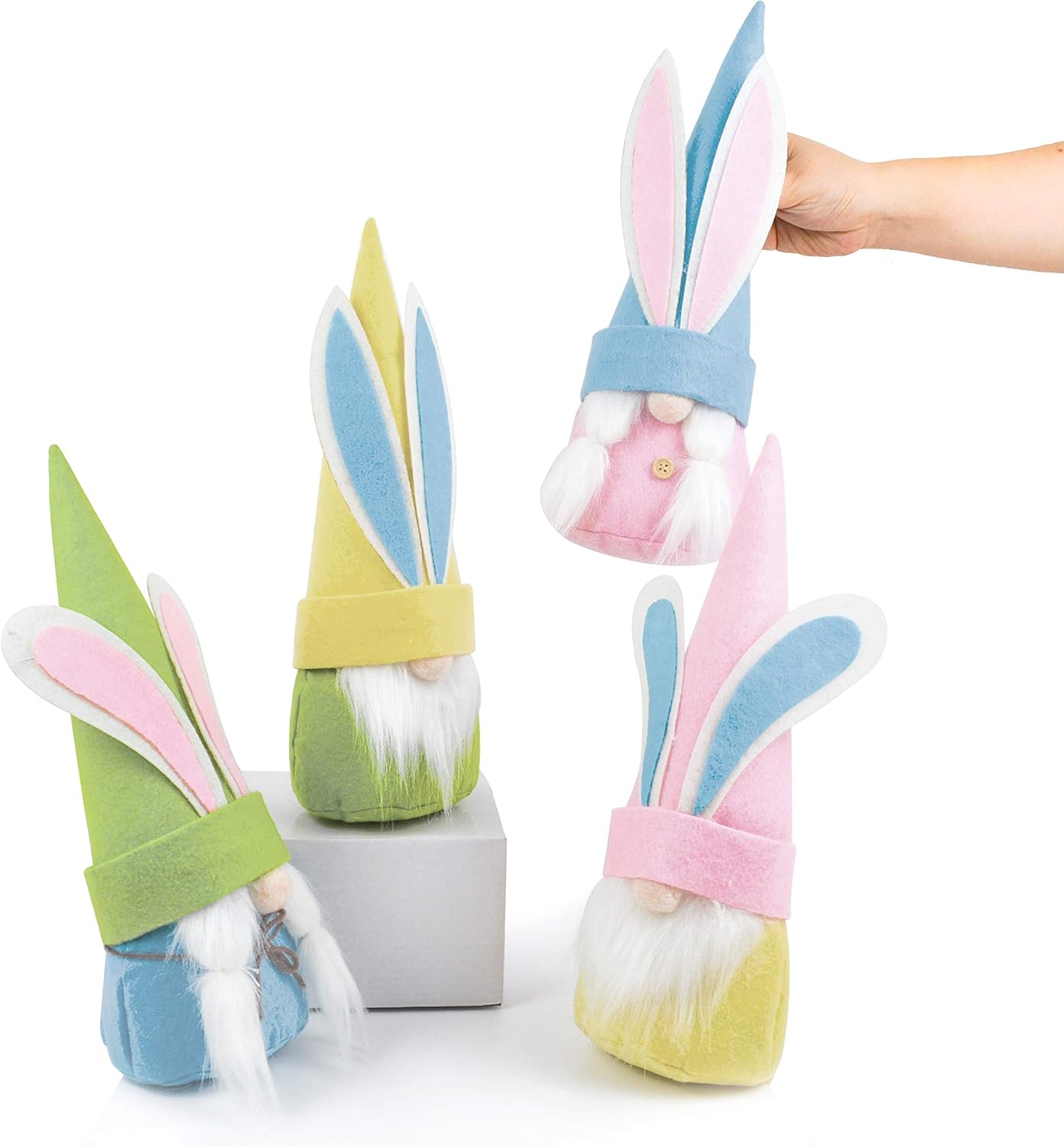 JOYIN 4 Pcs Easter Gnome Faceless Plush Bunny Gnomes for Easter Theme Party Favor, Easter Eggs Hunt, Basket Stuffers Filler, Classroom Prize Supplies
