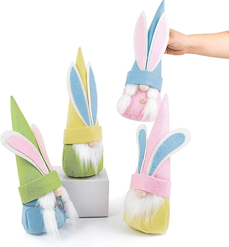 Miniatura 2 de JOYIN 4 gnomos de Pascua sin rostro de conejo de peluche para fiesta temática de Pascua, caza de huevos de Pascua, relleno de cestas, suministros de