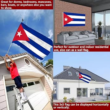 Cuban Flag 4x6 Outdoor Double Sided- Heavy Duty Cuba Flags for wall with 2 Brass Grommets 4 Rows Stitched Cuban Decorations for Parties