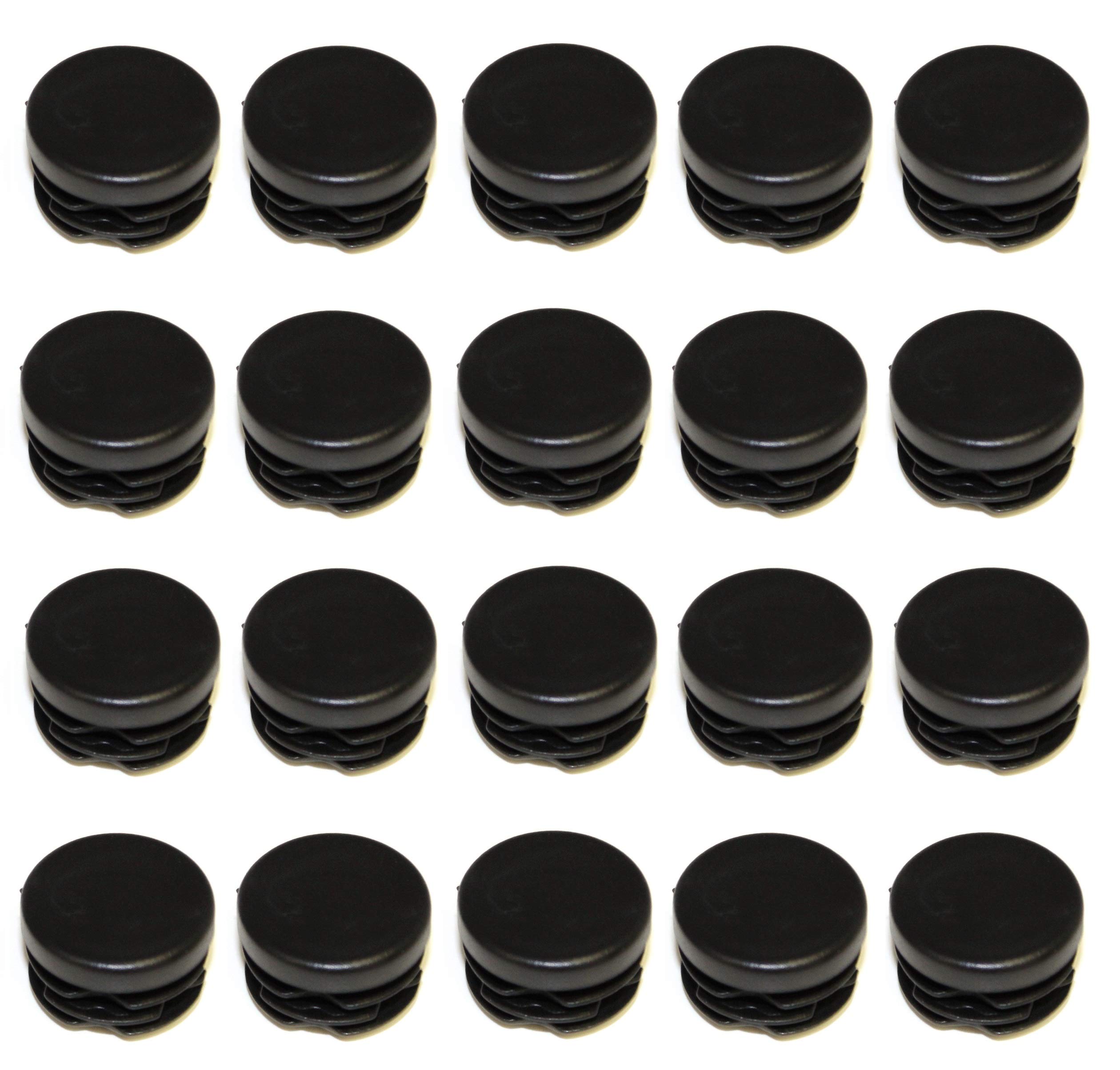 1" Round Tubing Plastic Hole Plug End Cap, 1 inch OD Tube Pipe Cover, Heavy Duty Plastic Plug Cap Insert, Durable Chair Glide (20)