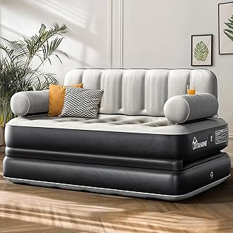 YITAHOME Queen Size Air Sofa Bed Mattress with Headboard and Pump, Blow Up Couch Inflatable Bed for Home Living Room, 79" x 60" x 25" (Expanded Size, Black)