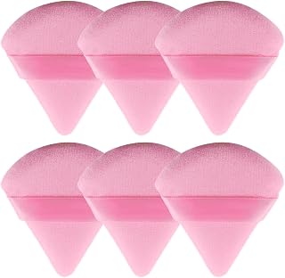 6Pcs Soft Triangle Powder Puff Set, Setting Powder Puffs for Face, Makeup Blenders & Sponges for Foundation, Suitable for Liquid and Cream Cosmetic Makeup Tools(Pink)