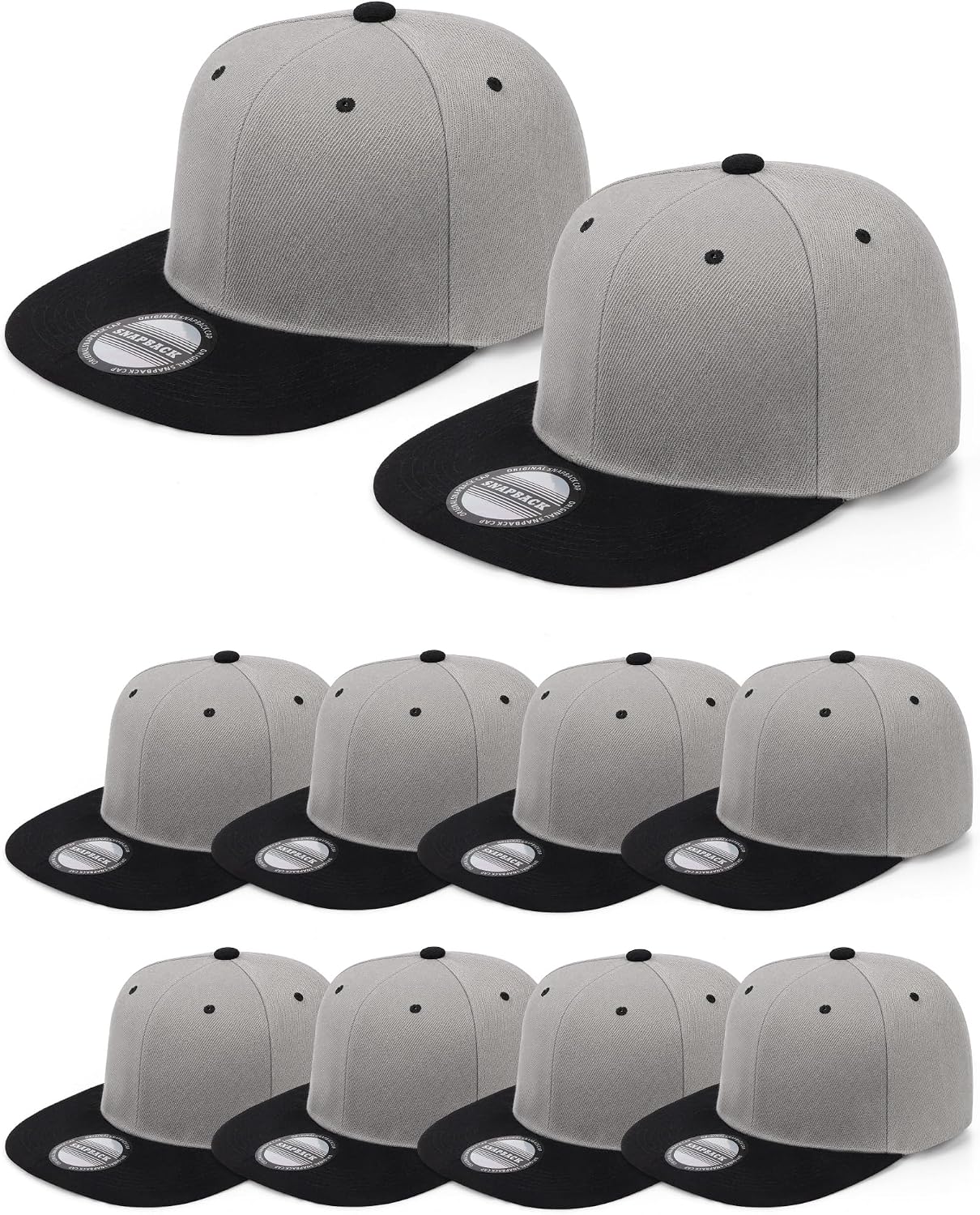 10 Pack Blank Snapback Hats for Men Flat Brim Hats Baseball Caps Bulk