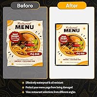 Vista 4 de Fundas de menú de 8.5 x 11 pulgadas Paquete de 30 fundas transparentes para menú de recetas de restaurante para cocina, bebida, vino, cubiertas