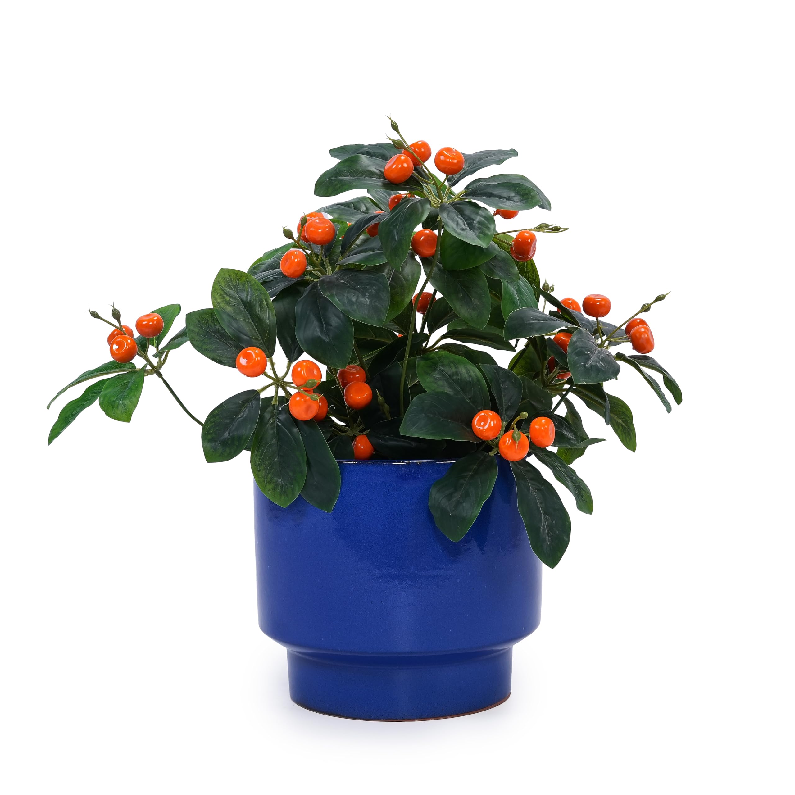 3er-Set Keramik Blumentöpfe Handgefertigt, Durchmesser 38.1/30.5/22.9 cm, Pflanzkübel Groß Außen mit Drainage für Innen und Außen, Terrasse, Gartendeko für Draußen Wetterfest, Blau Glasierte