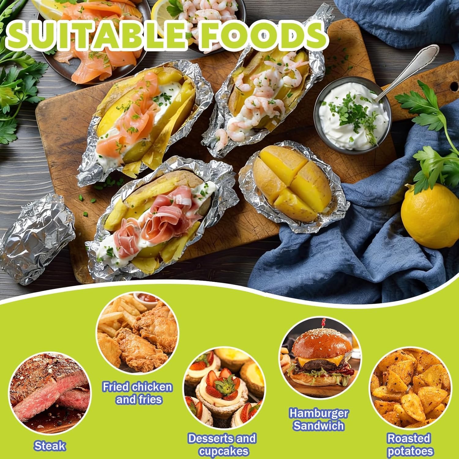 12in x 98.5ft Heavy Duty Aluminum Foil Roll, Extra Thick Food Grade Aluminum Foil Non-Stick High Temperature Resistant Tin Foil Wrap with Cutter for Cooking, Grilling, Baking, Food Storage