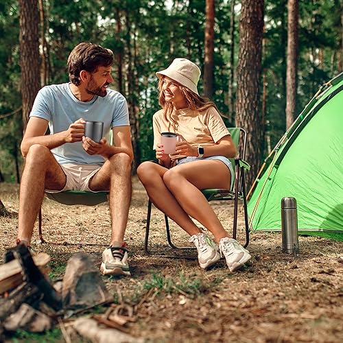 Miniatura 93 de Zulay - Taza de café aislada de 12 onzas con tapa, taza de campamento de acero inoxidable con asa, taza aislada al vacío de doble pared Duracoated