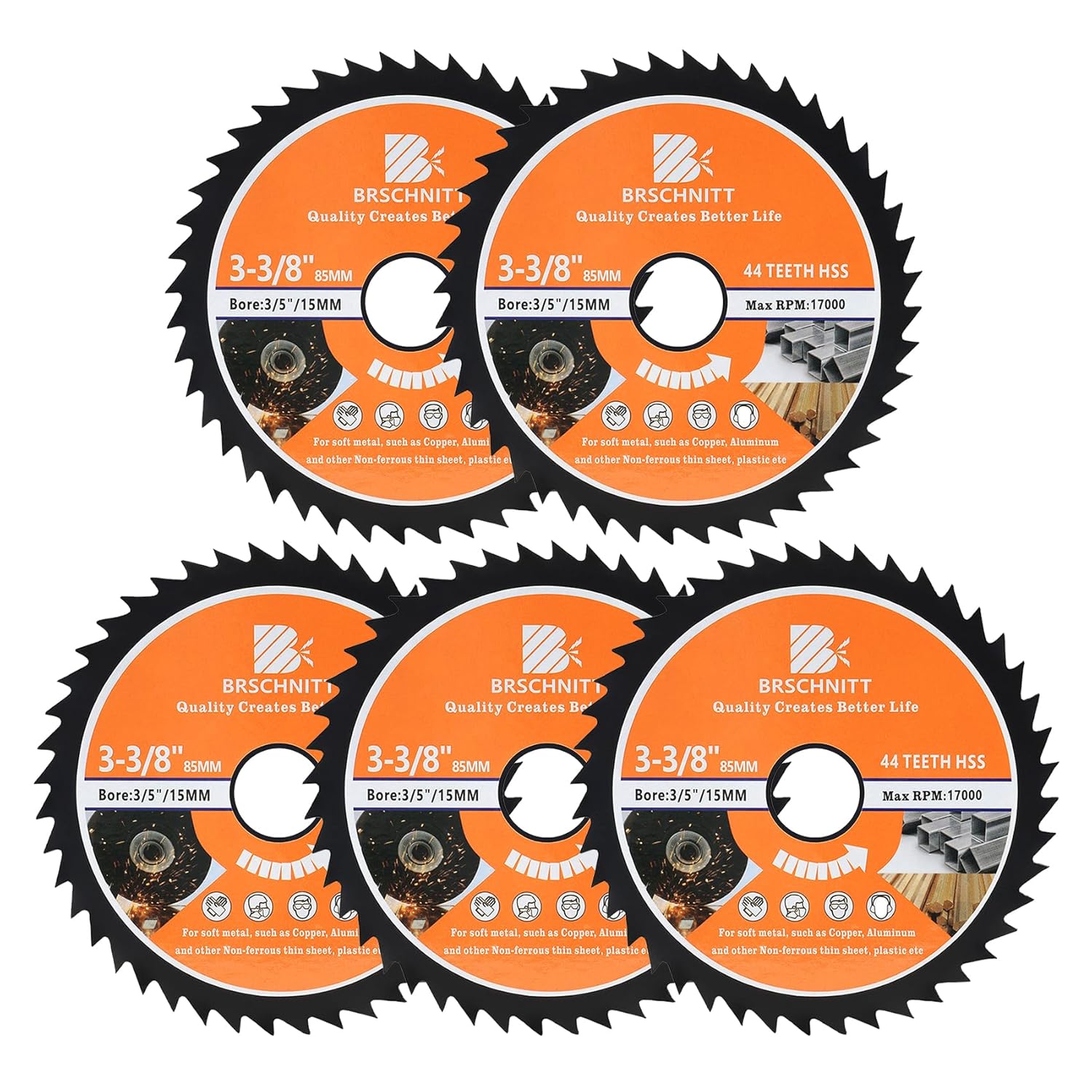 HSS Circular Saw Blade 3inch - BRSCHNITT 10pcs 72T 10mm Bore Cutting Discs for Wood, Copper, Aluminum, Plastic and Soft Metal