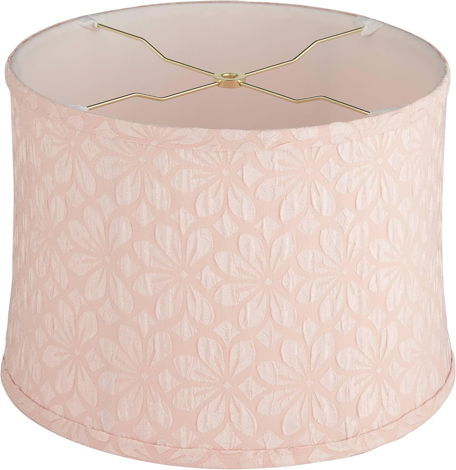 13" Top x 14" Bottom x 10" High x 10" Slant Print Lamp Shade Replacement Large Seno Pink Drum Round Tapered Modern Fabric Pattern Flower Softback Washer Harp Finial - Springcrest