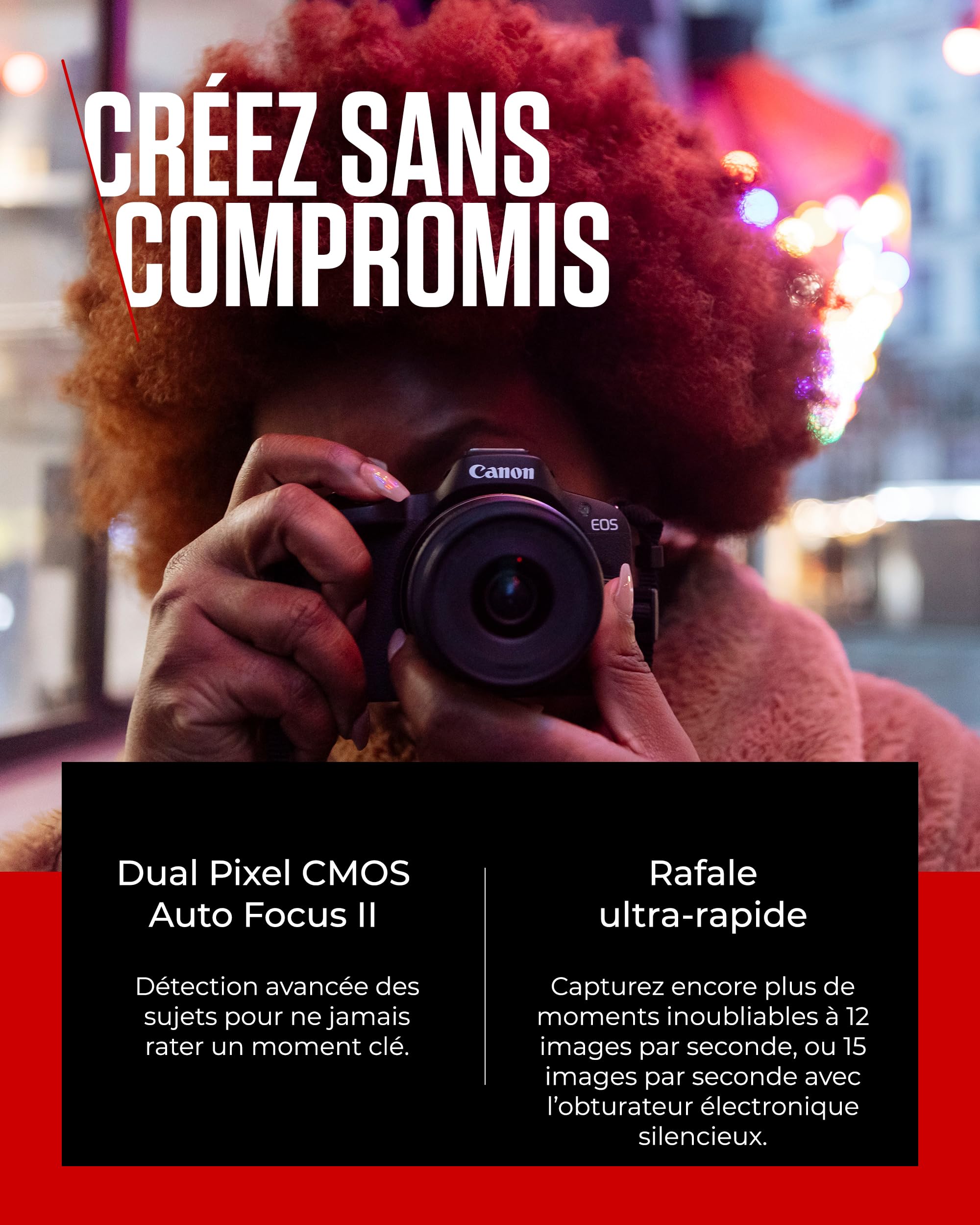 Kit créateur de Contenu UGC Canon EOS R50 - Appareil Photo Hybride APS-C 4K, Wi-FI, Bluetooth, Compact, idéal pour Le vlog, pour débutants et Professionnels