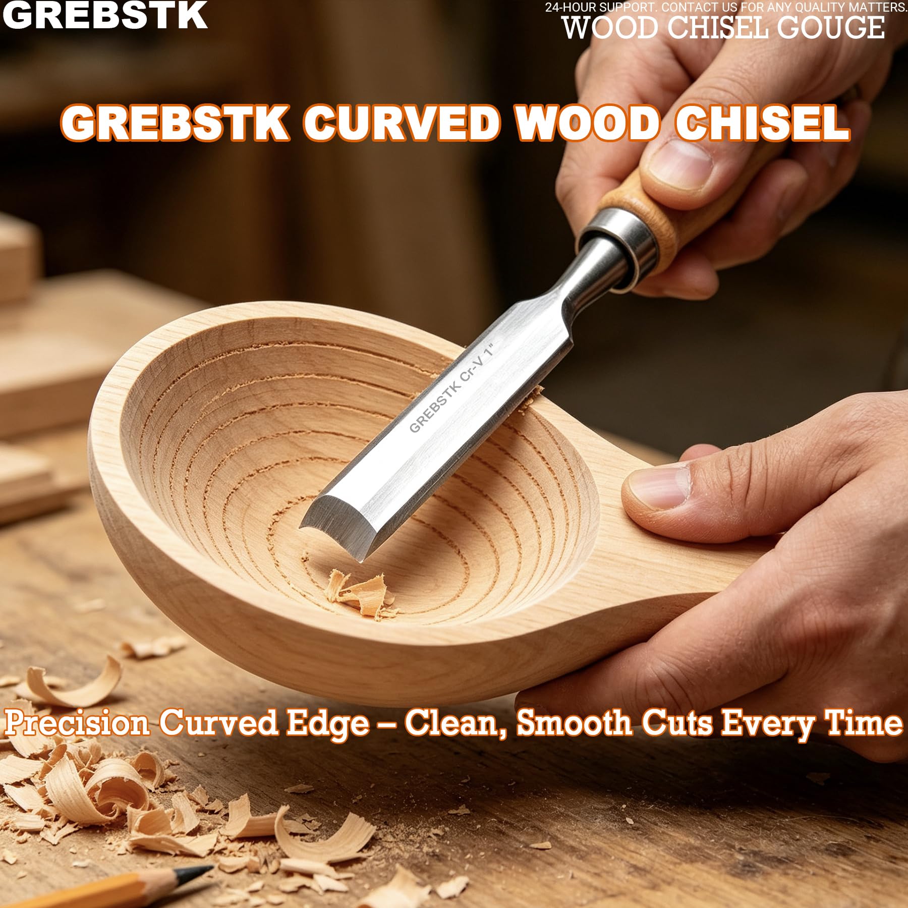 Wood Chisel Set - 4PC CR-V Blades, Ergonomic Handles -7 Wood Chisel Set - 4PC CR-V Blades, Ergonomic Handles -7