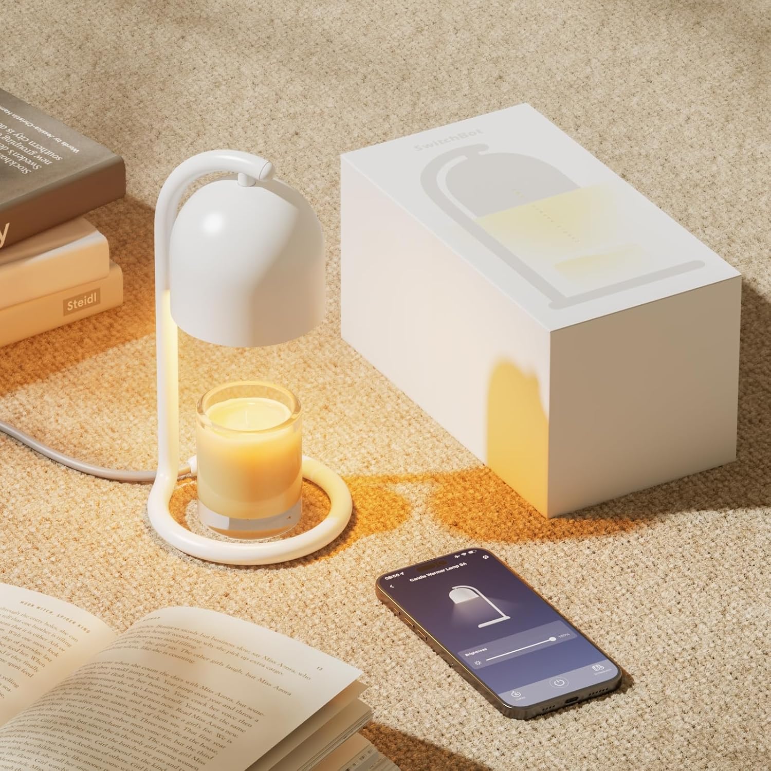 SwitchBot Candle Warmer Lamp with Gift Box Matter-Certified Voice Control, Birthday Gifts for Women Mom, House Warming Gifts New Home Decor, Dimmable Flameless Candle Wax Melter