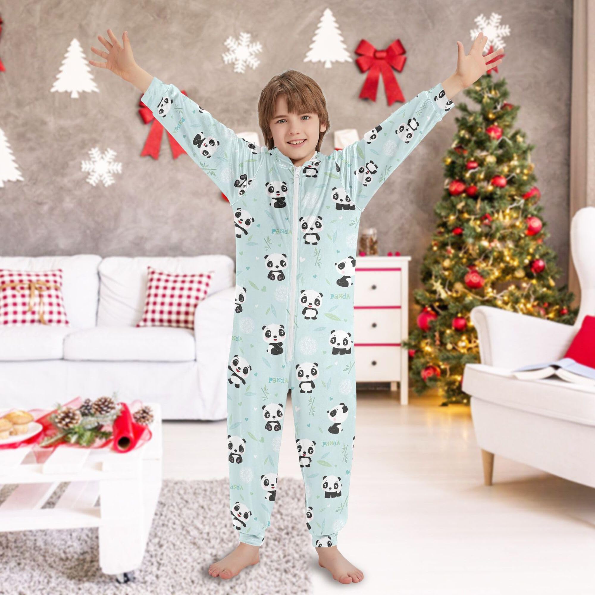 ALAZA Pigiama in flanella con cappuccio e cerniera, tuta coordinata per bambini con dinosauro, carina, morbida e calda, abbigliamento sportivo per la casa, 5-6T