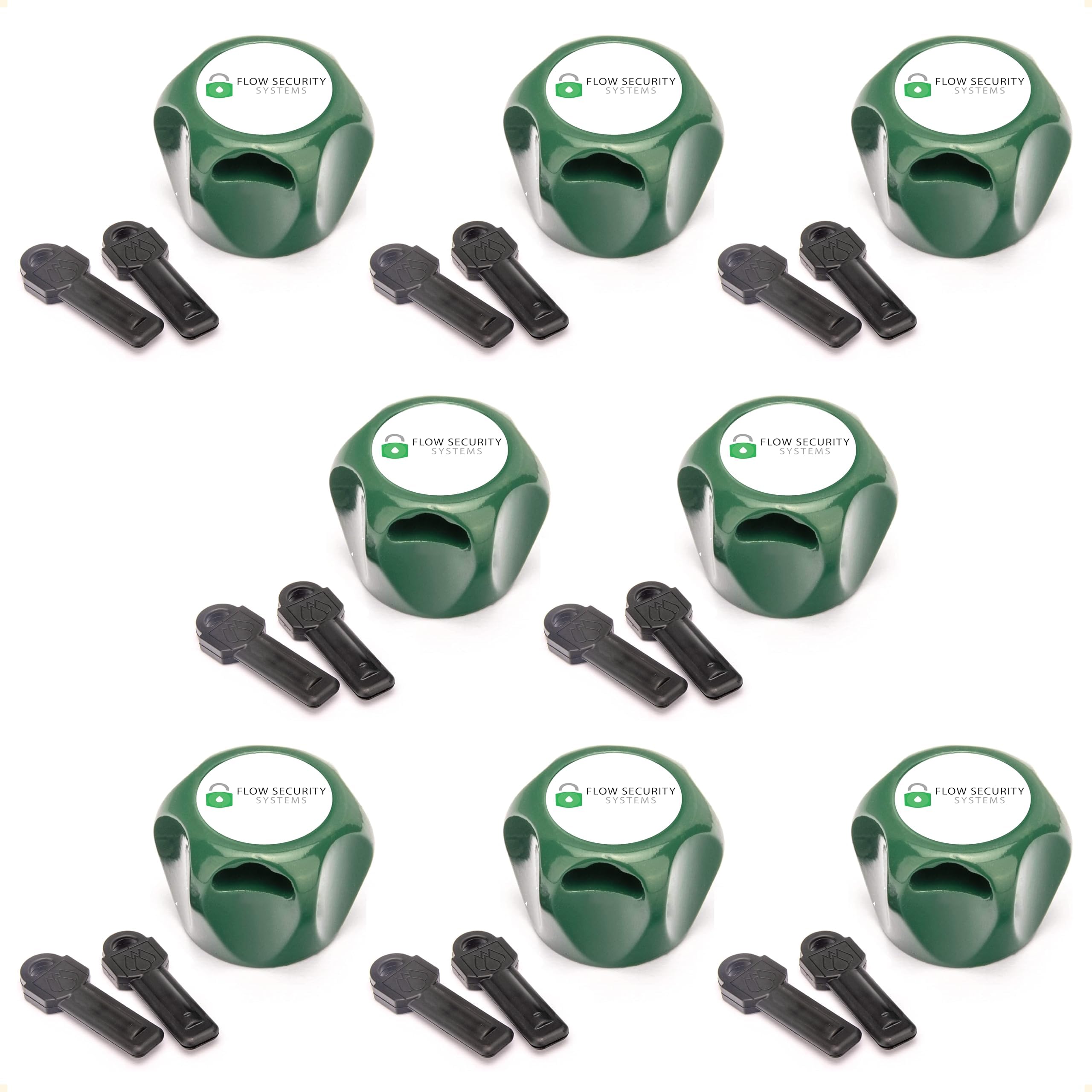 The Flow Security Systems Faucet Lock II | Magnetic Key | Prevents Water Theft, Secures Outdoor Taps, Promotes Water Conservation | Fits Most Outdoor Hose Bibbs | FSS 500 | Keyed The Same | 8 Pack