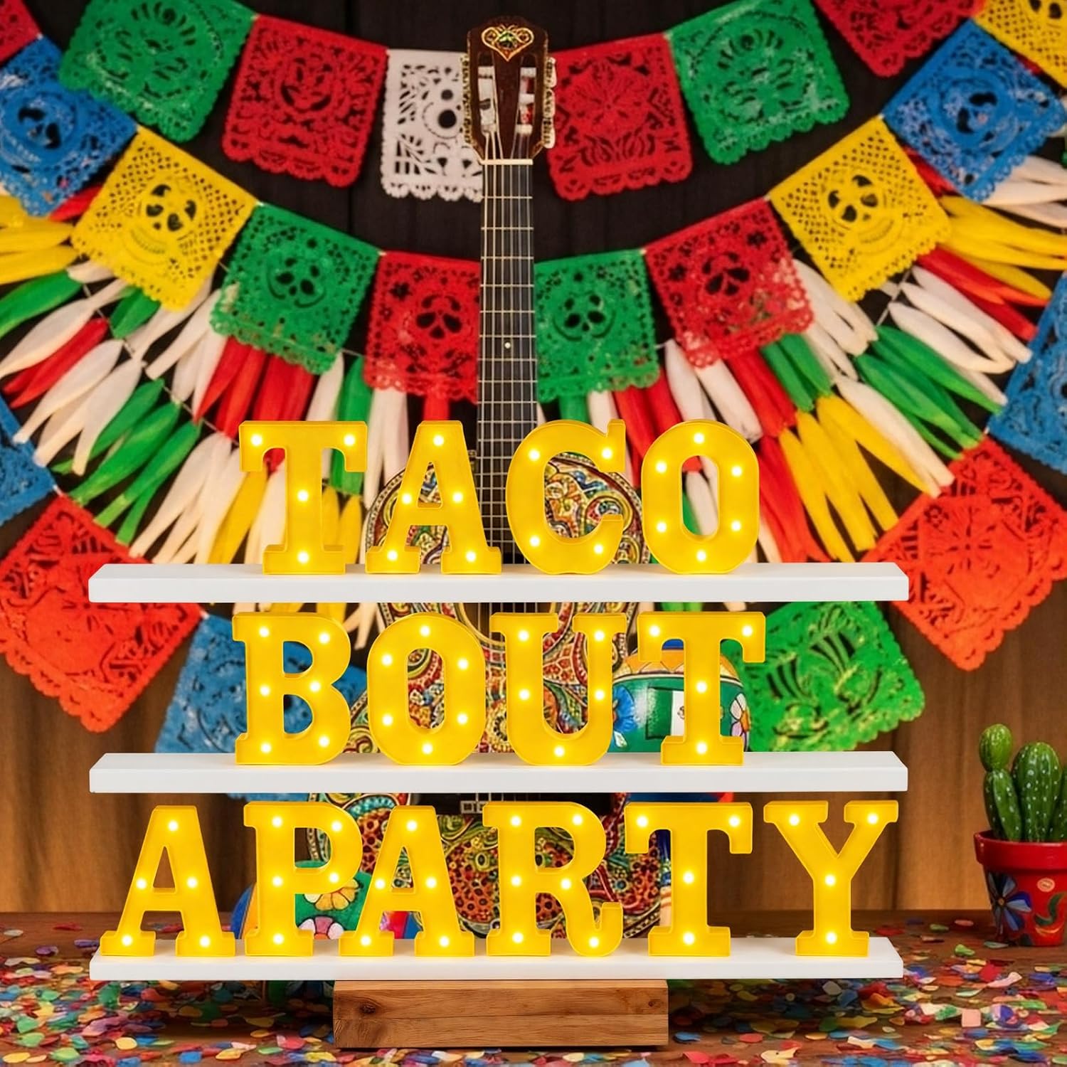 Honoson 14 Pcs Taco Bout a Party Light Decorations Fiesta Cinco De Mayo Decorations Mexican LED Light up Sign Table Decoration for Mexican Taco Twosday Bout Bachelorette Party Home Bar Decor